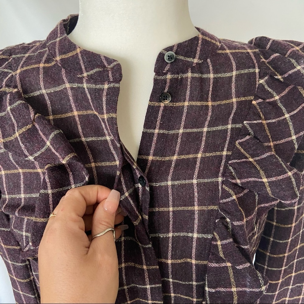 Madewell Plaid Ruffle-Front Top - Picture 10 of 12